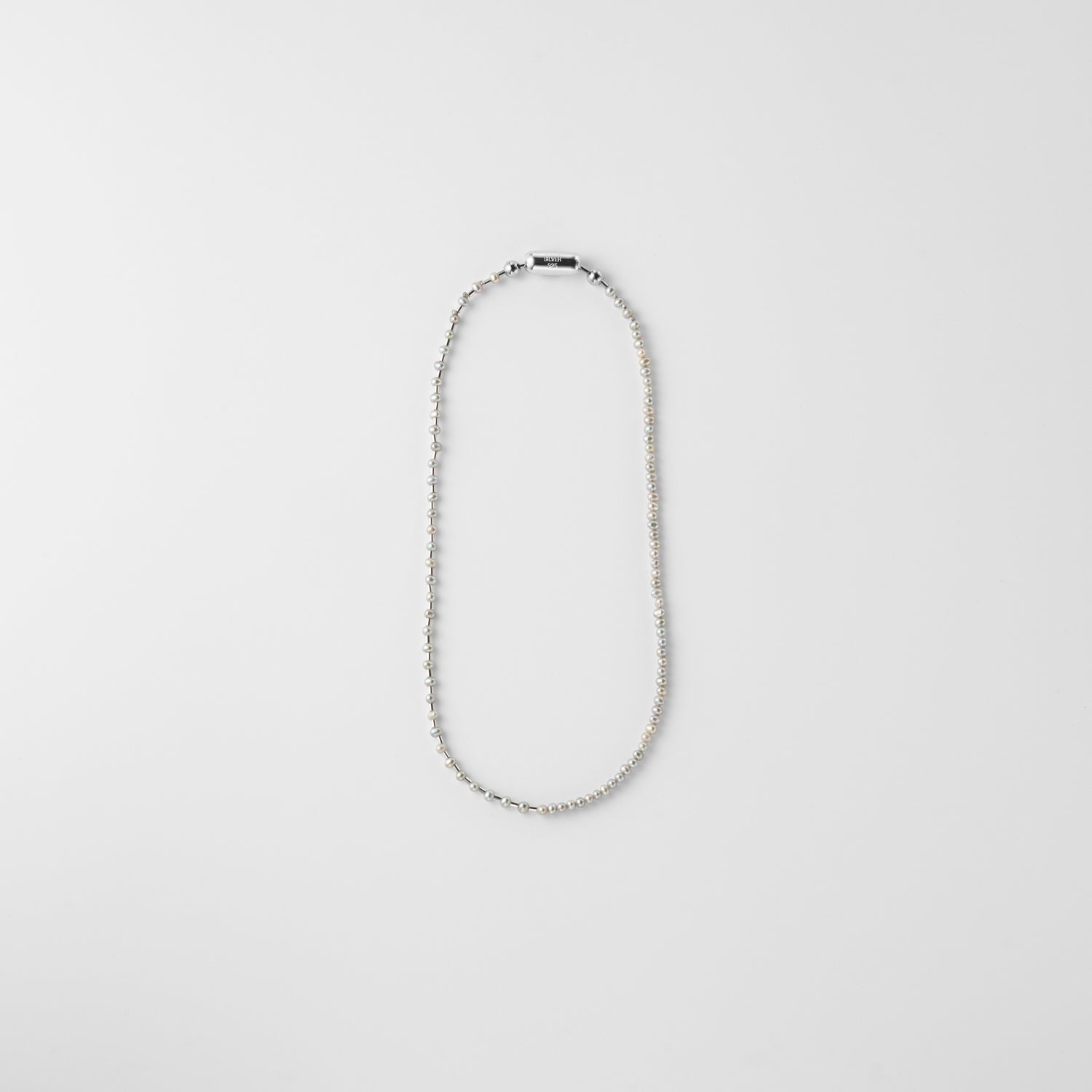 LIMITED COLLECTION【Freshwater pearl ball chain necklace (seed/Grey)】
