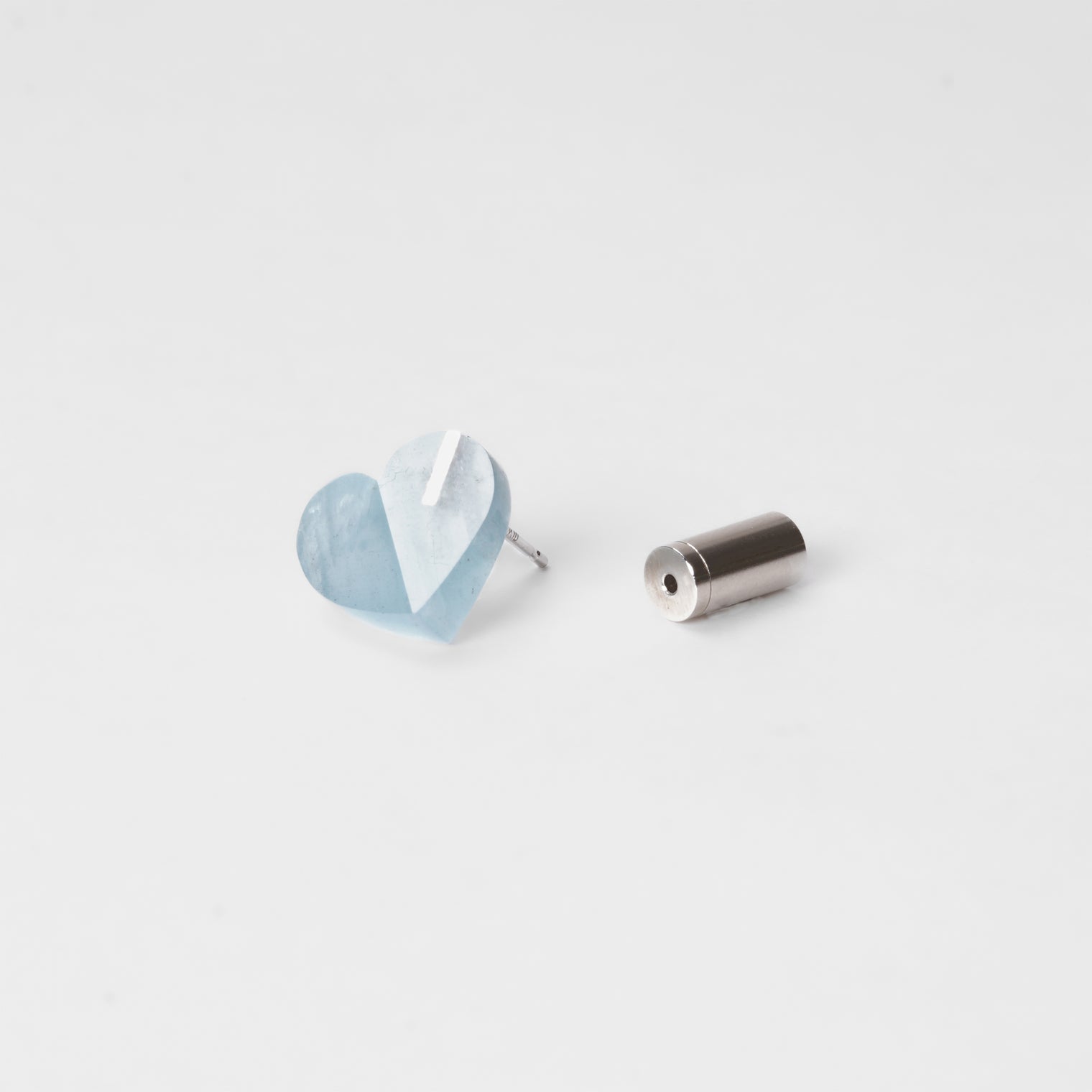mini Heart pierced earring (Aquamarine / K10 post)