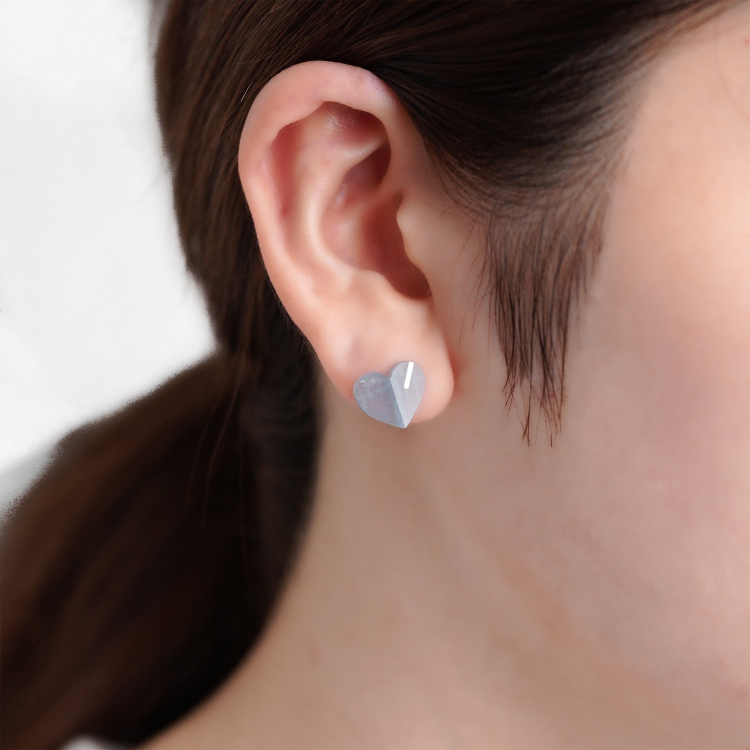 mini Heart pierced earring (Aquamarine / K10 post)