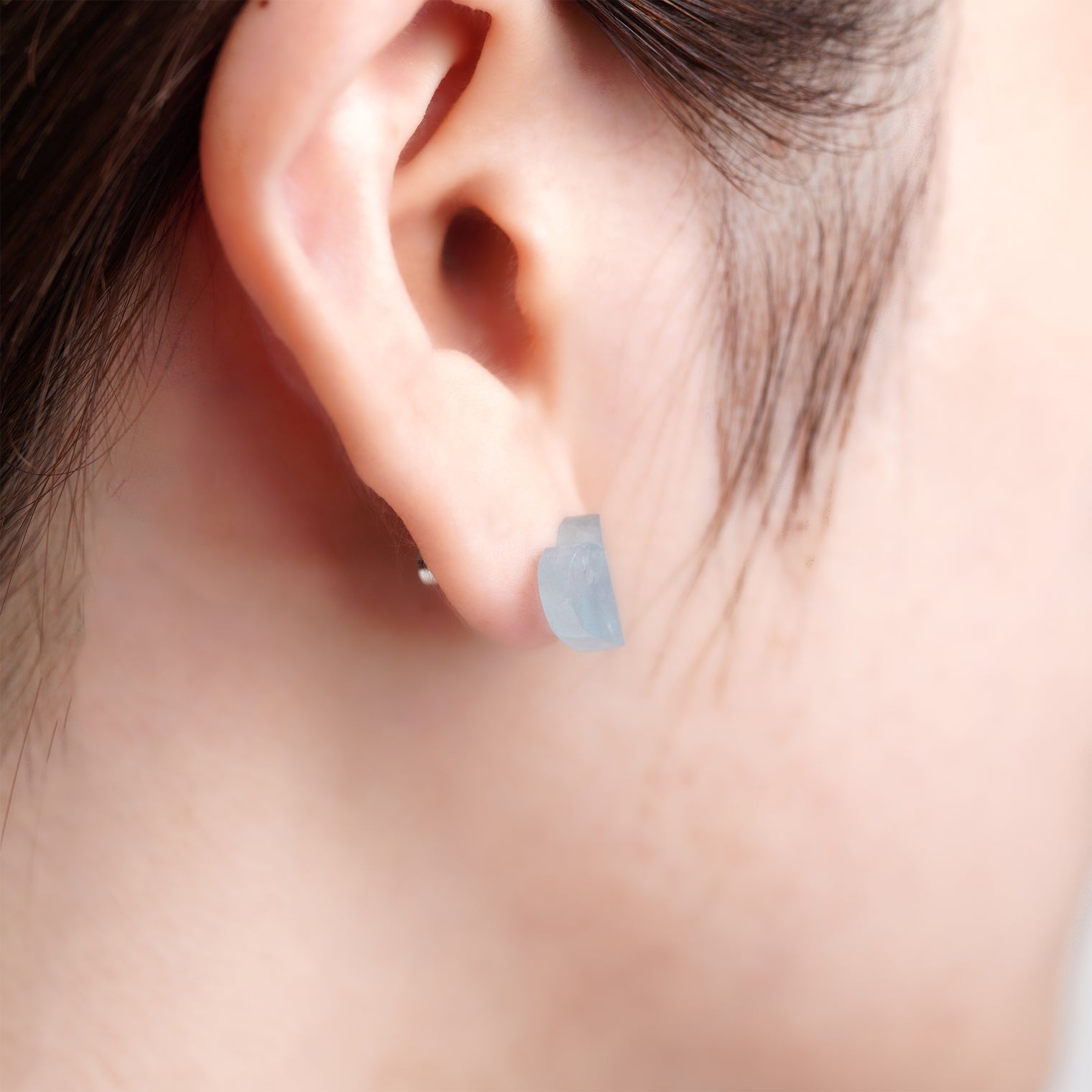 mini Heart pierced earring (Aquamarine / K10 post)