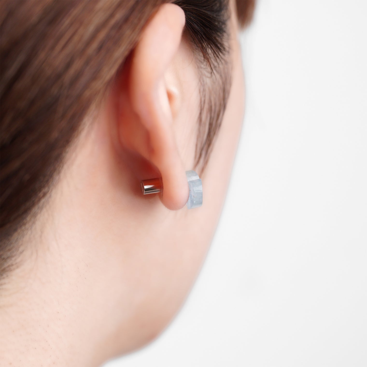 mini Heart pierced earring (Aquamarine / K10 post)