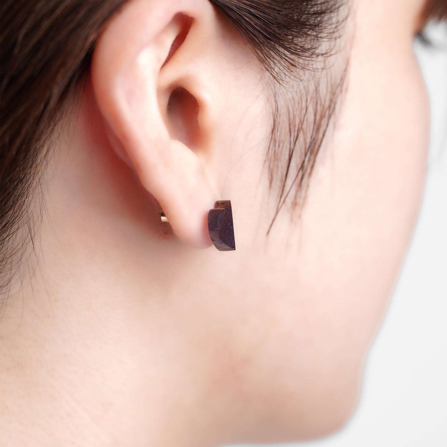 mini Heart pierced earring (Iolite Sunstone / K10 post)