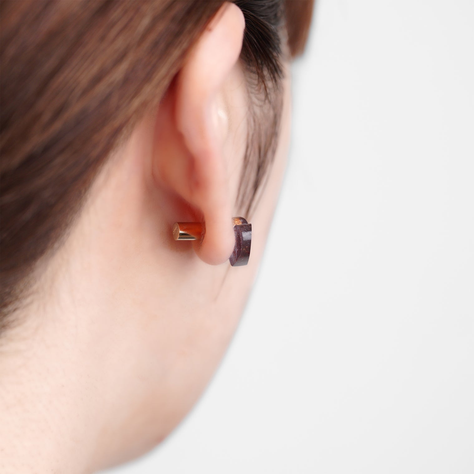 mini Heart pierced earring (Iolite Sunstone / K10 post)