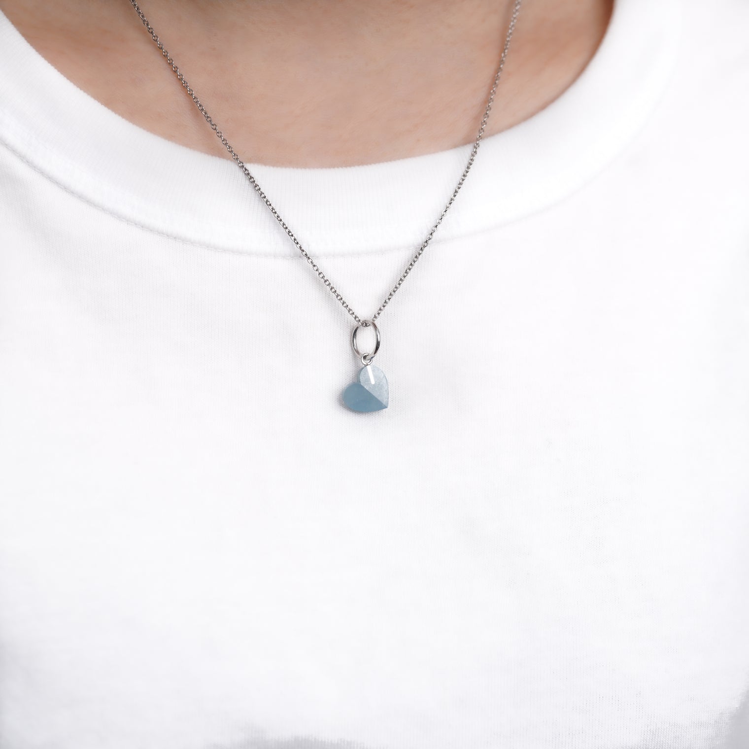 mini Heart charm ( Aquamarine )