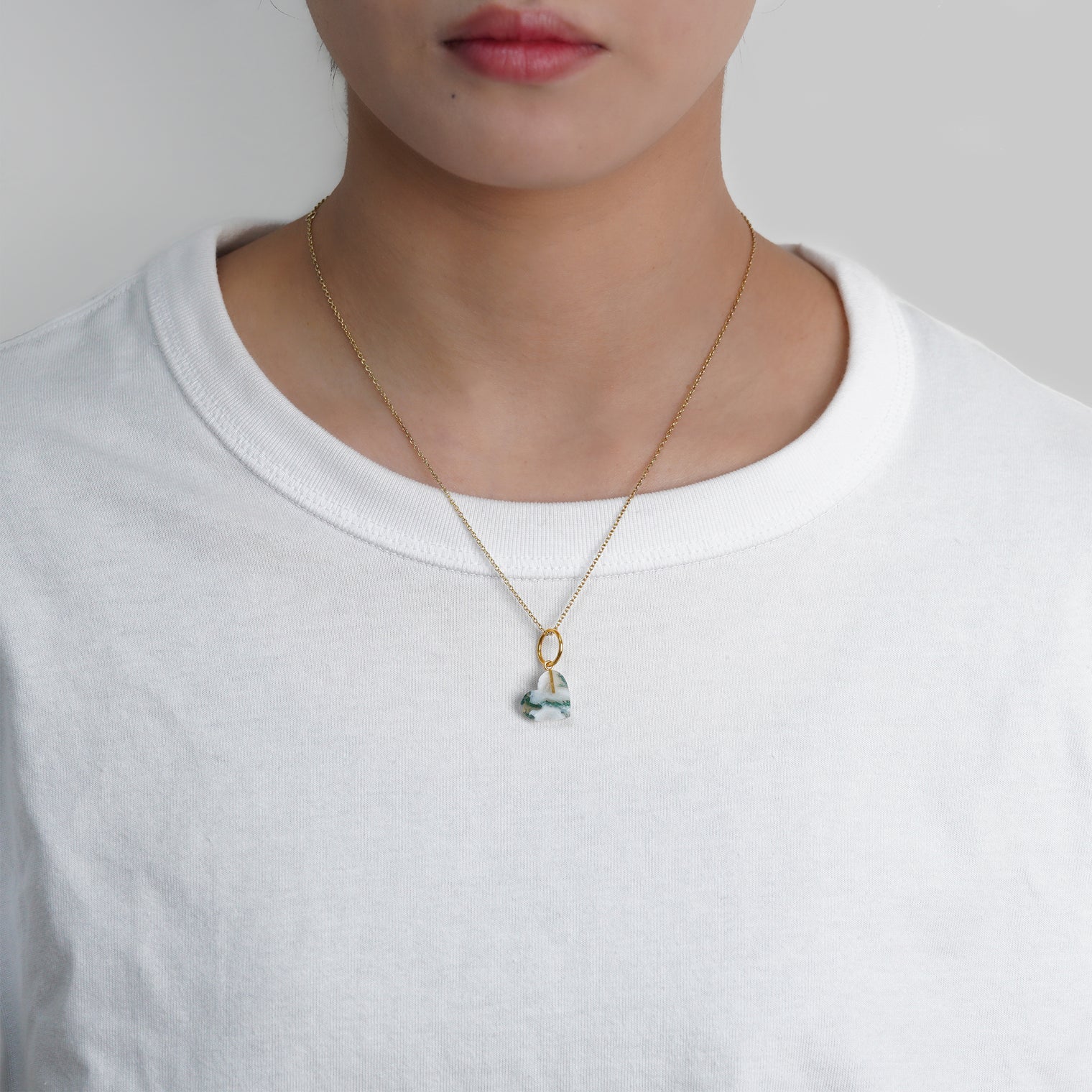 【 One of a kind 】Heart charm(Moss agate)