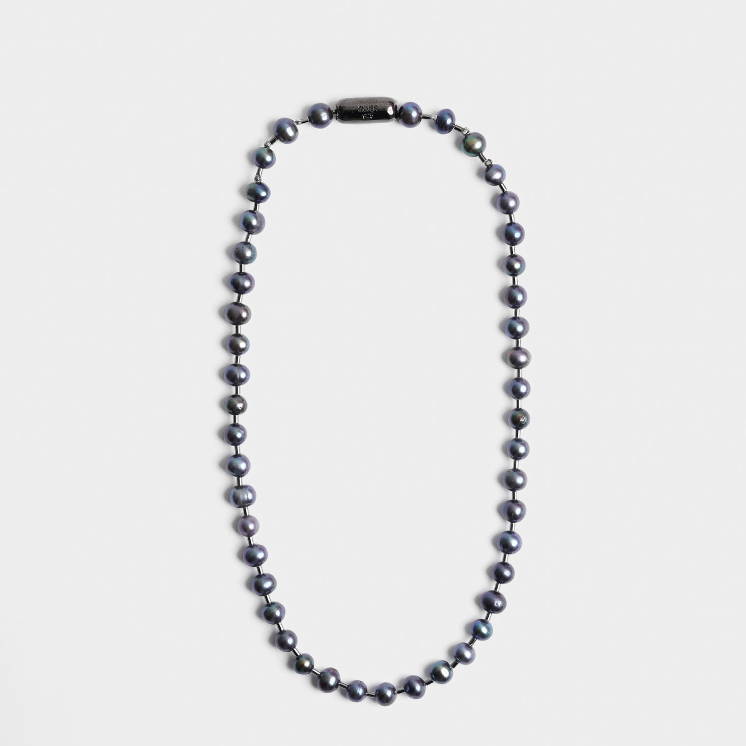 freshwater pearl ball chain necklace (black)