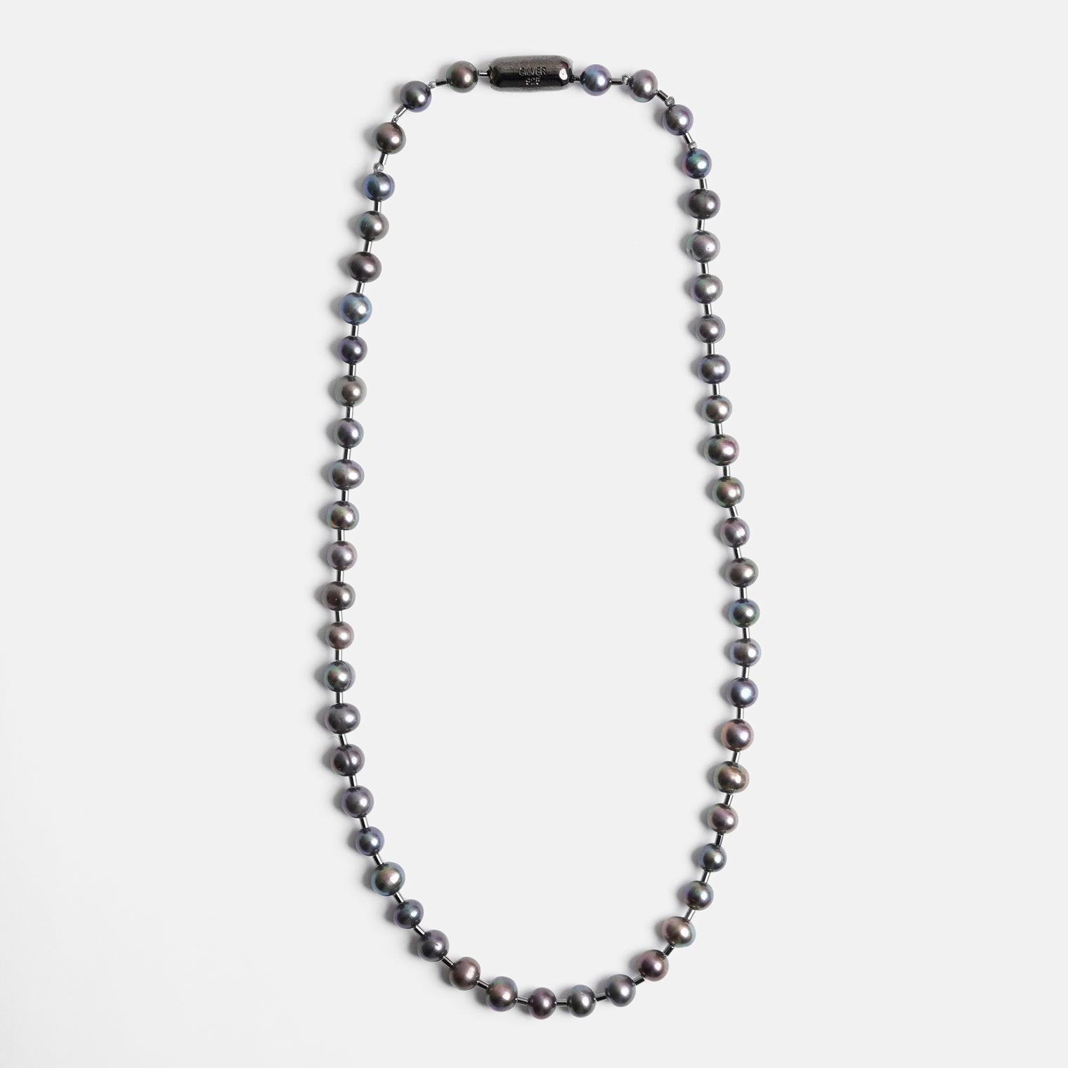 freshwater pearl ball chain necklace (black)