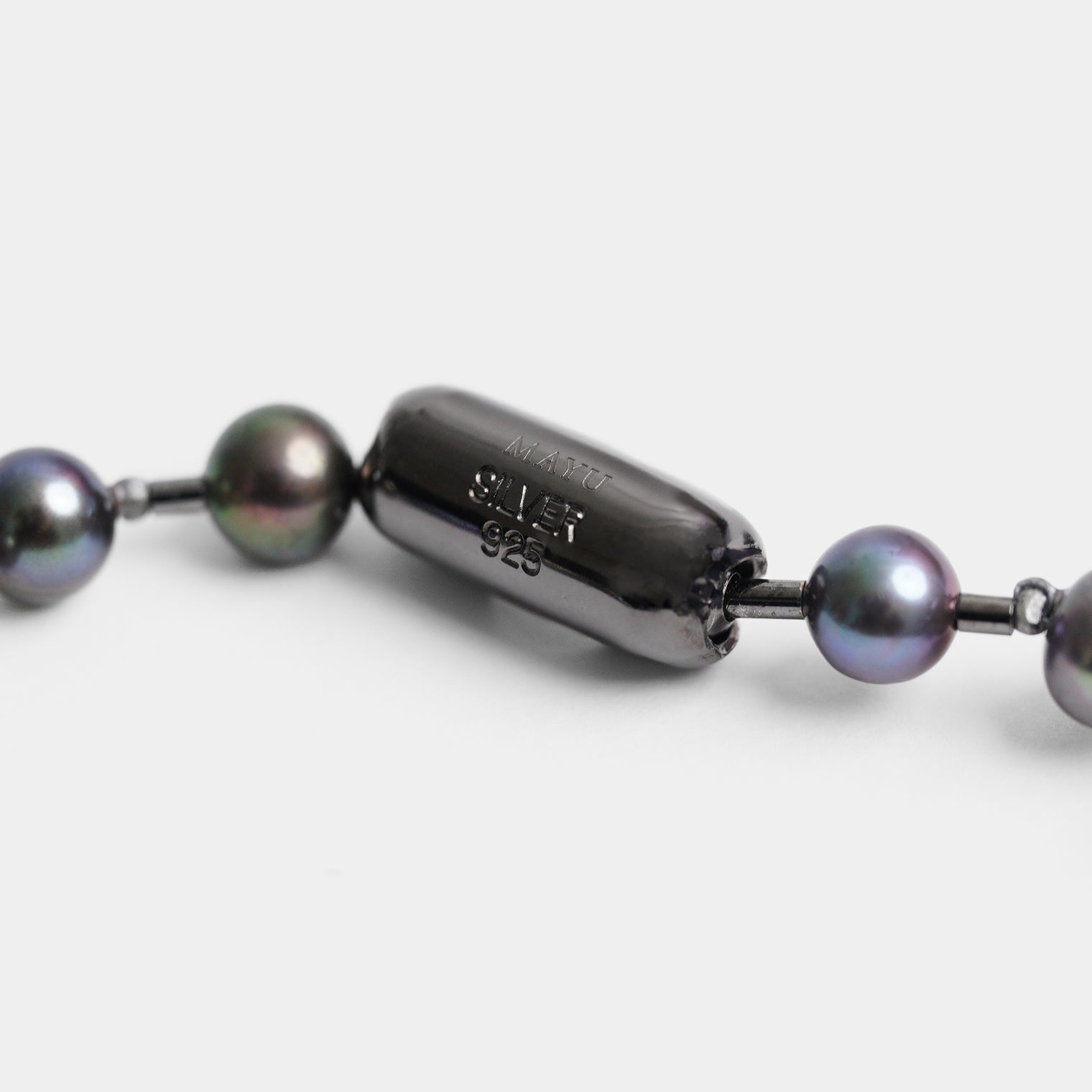 freshwater pearl ball chain necklace (black)