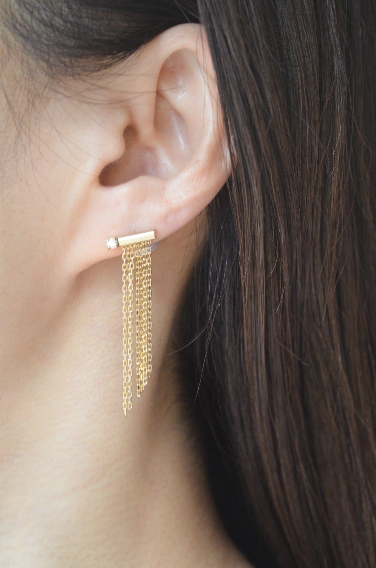 fringe pierce (long / gold)