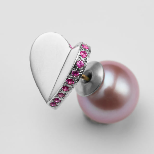 【 NEW 】LIMITED COLLECTION【Small heart line stone pierce (Silver / Pink Sapphire)】