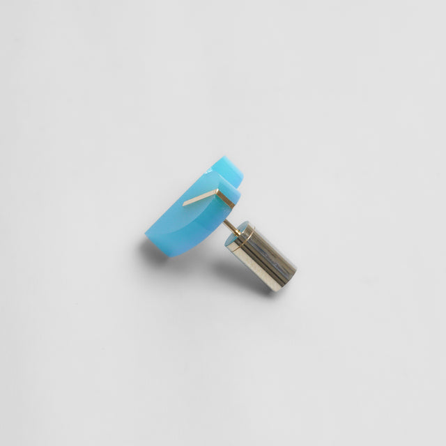 【 One of a kind 】Heart pierced earring (Sea blue chalcedony / K10 post)