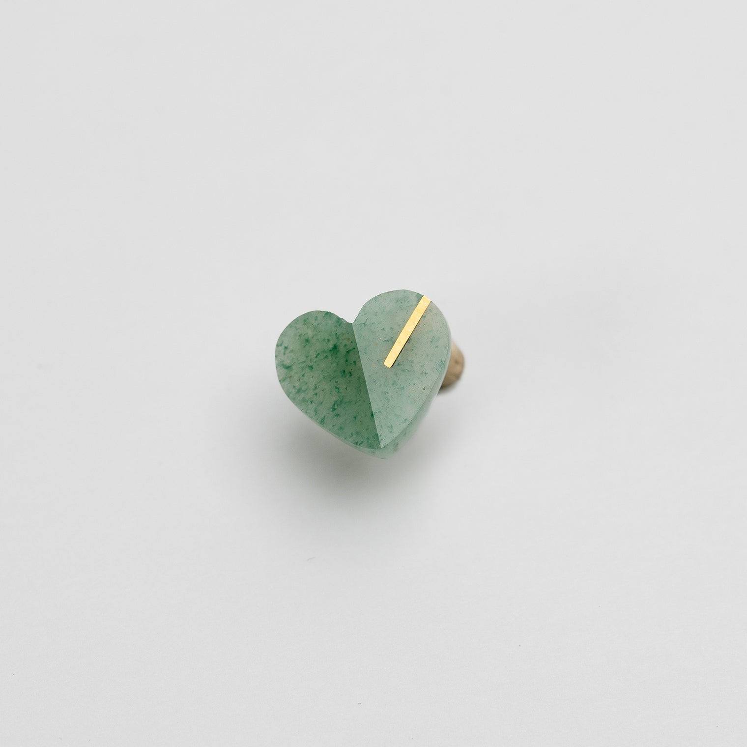 【 One of a kind 】Heart pierced earring (Green aventurine / K10 post)