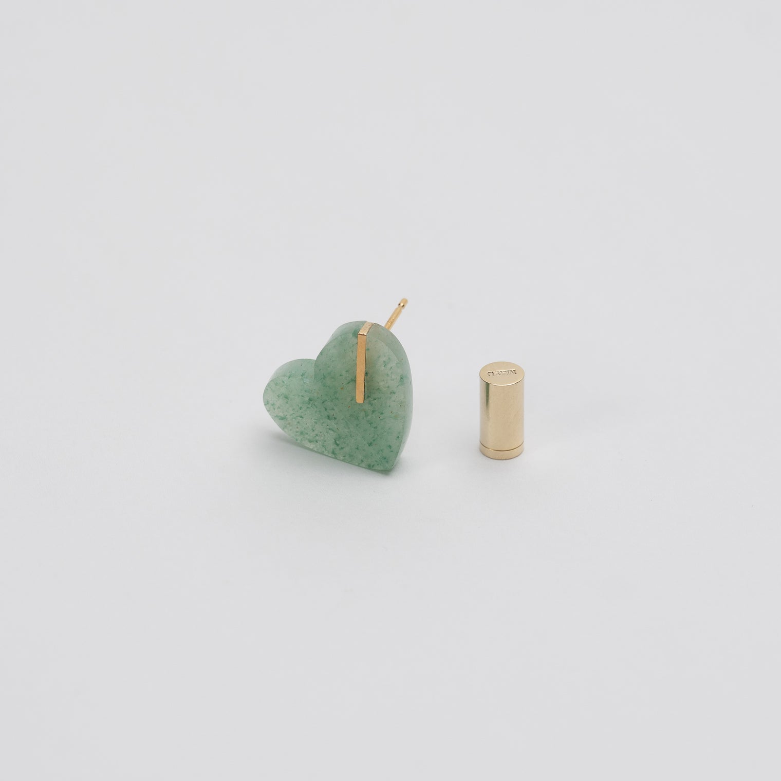 【 One of a kind 】Heart pierced earring (Green aventurine / K10 post)