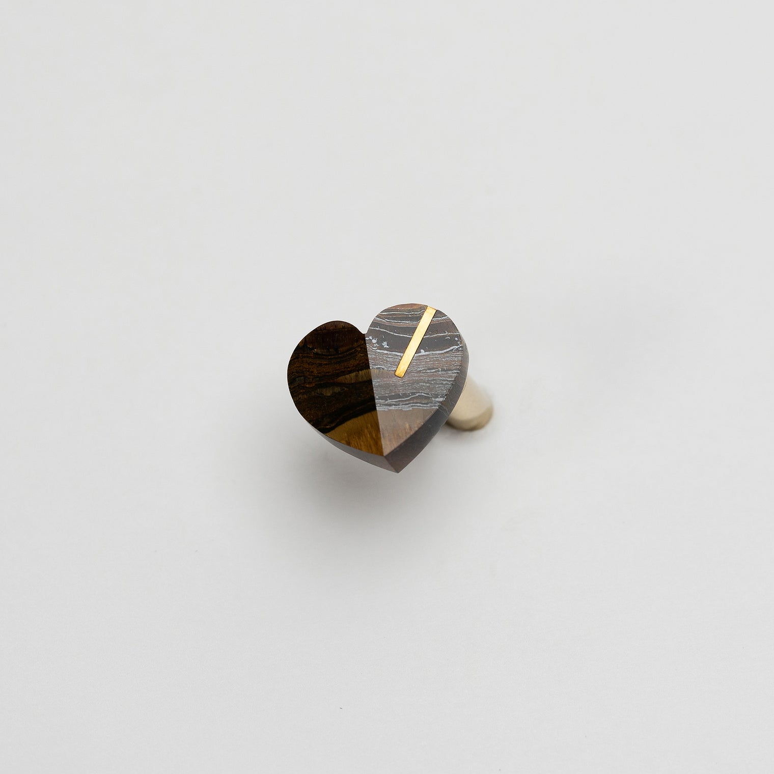 【 One of a kind 】Heart pierced earring (Iron tiger eye / K10 post)
