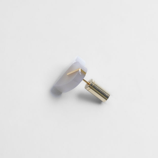 【 One of a kind 】Heart pierced earring (White agate / K10 post)