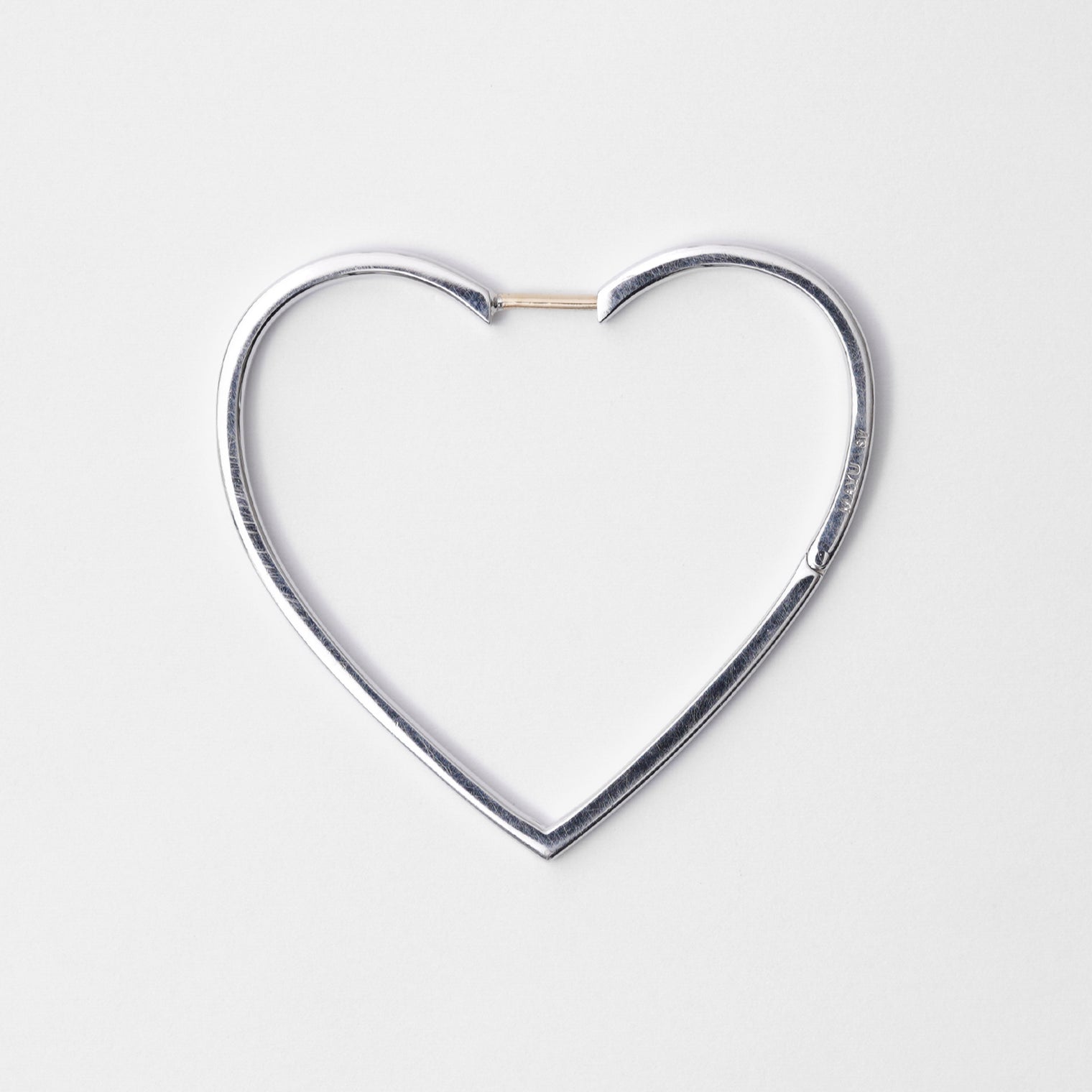 Hoop heart pierced earring ( large / silver )