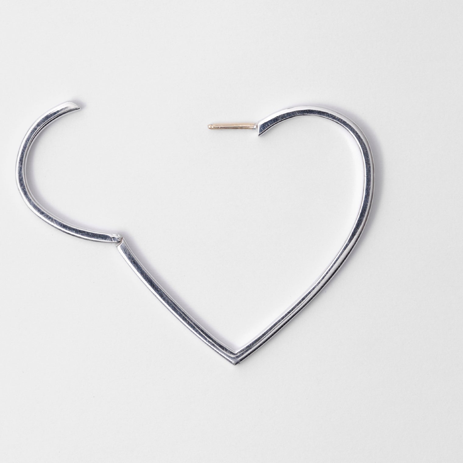 Hoop heart pierced earring ( large / silver )