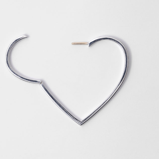 Hoop heart pierced earring ( large / silver )