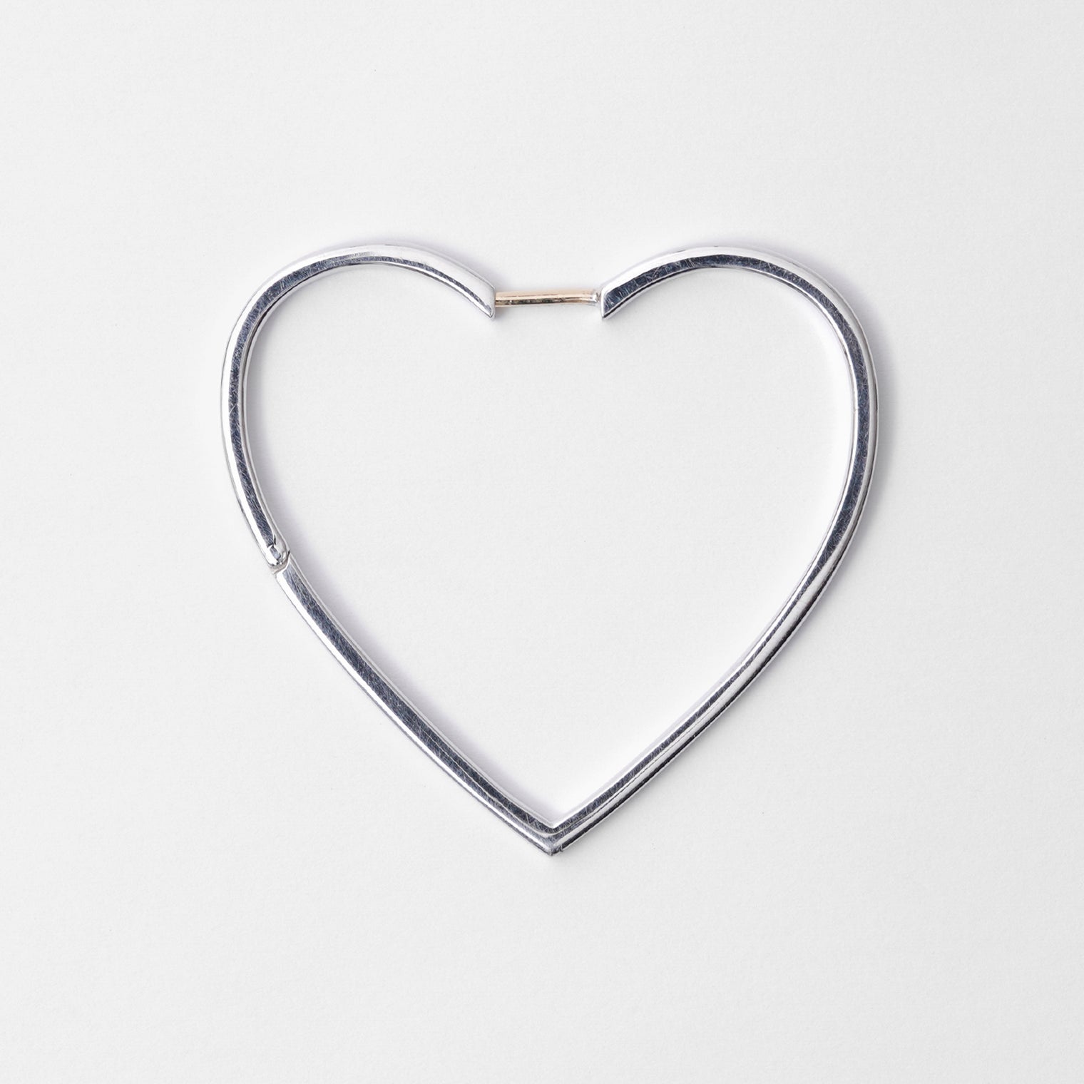 Hoop heart pierced earring ( large / silver )