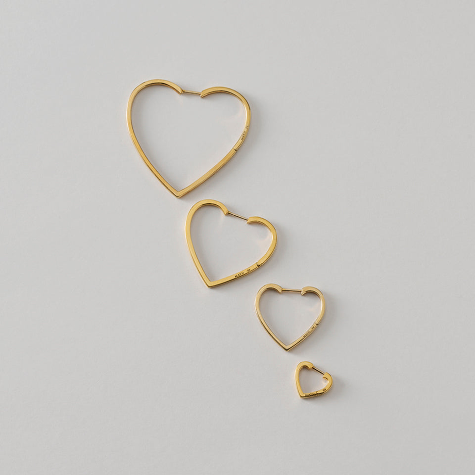 Hoop heart pierced earring (middle / gold)