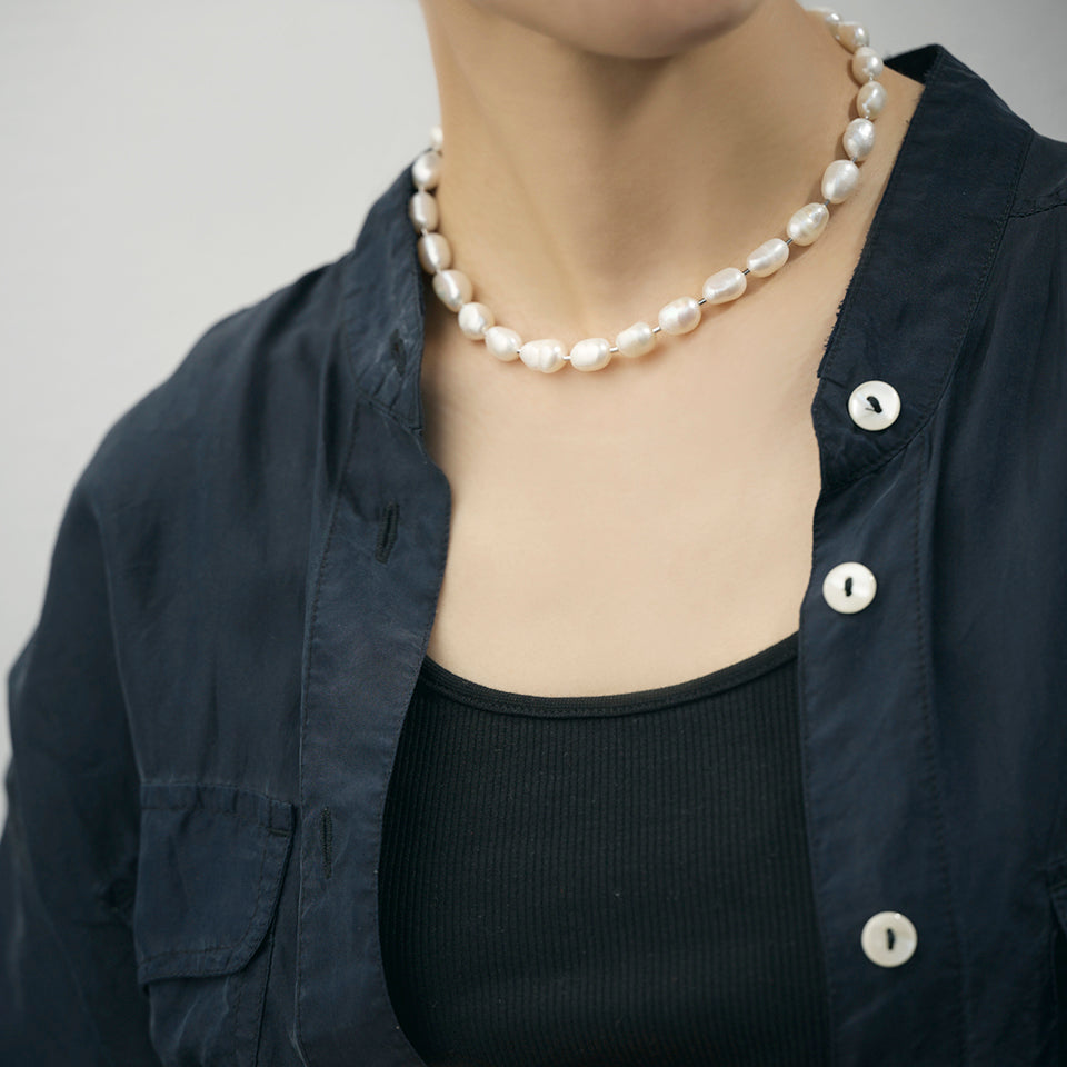 LIMITED COLLECTION 【Freshwater pearl ball chain necklace (middle)】