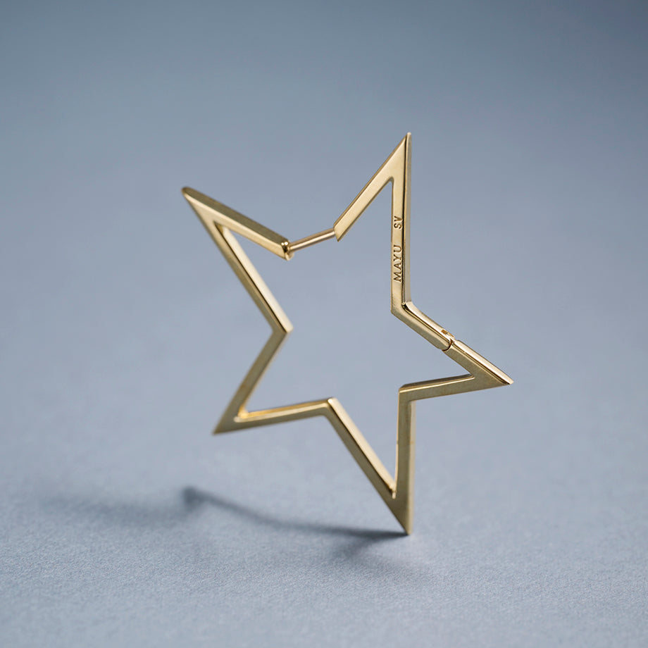 Hoop star pierced earring (Gold)