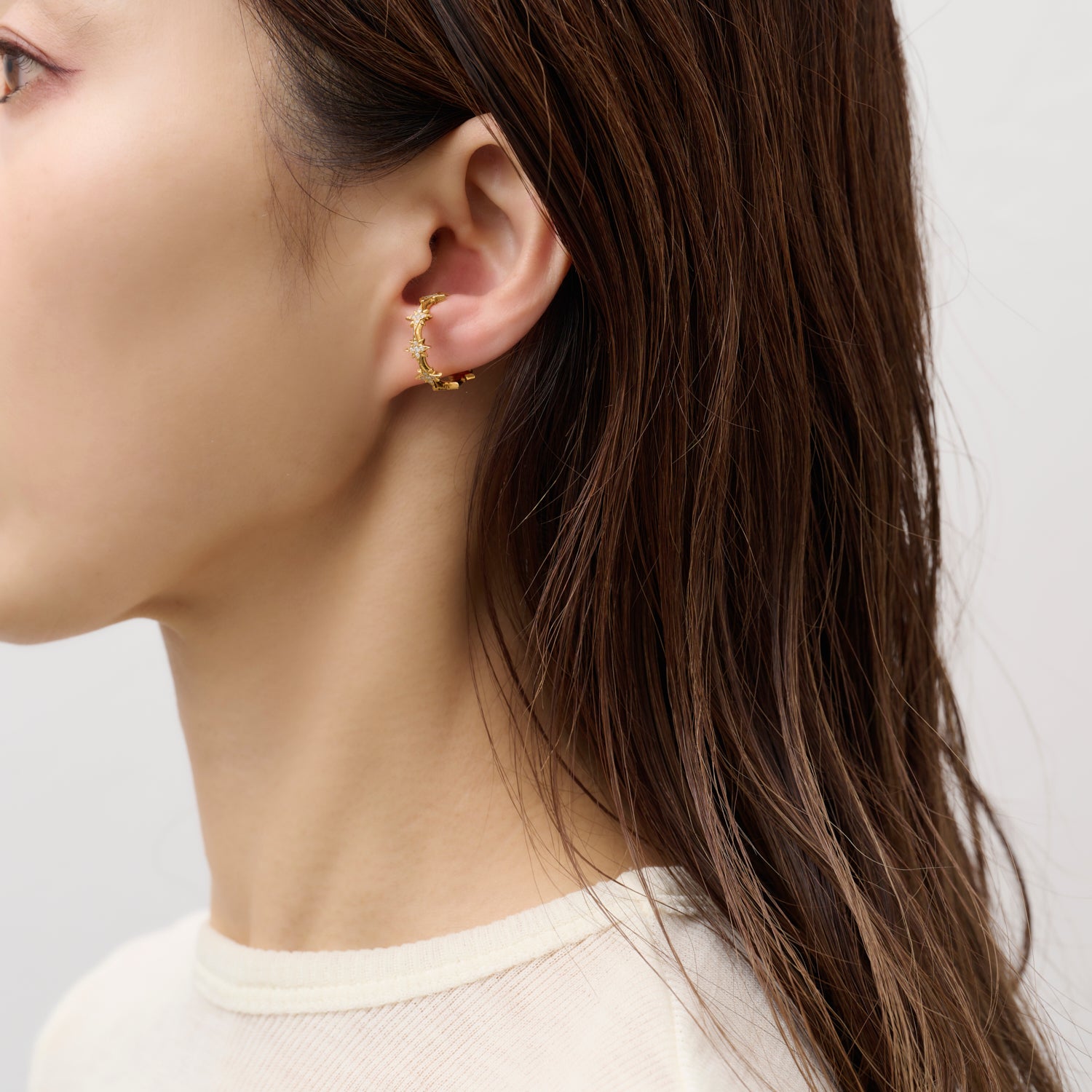 【NEW】8star earcuff (gold/cubic zirconia)