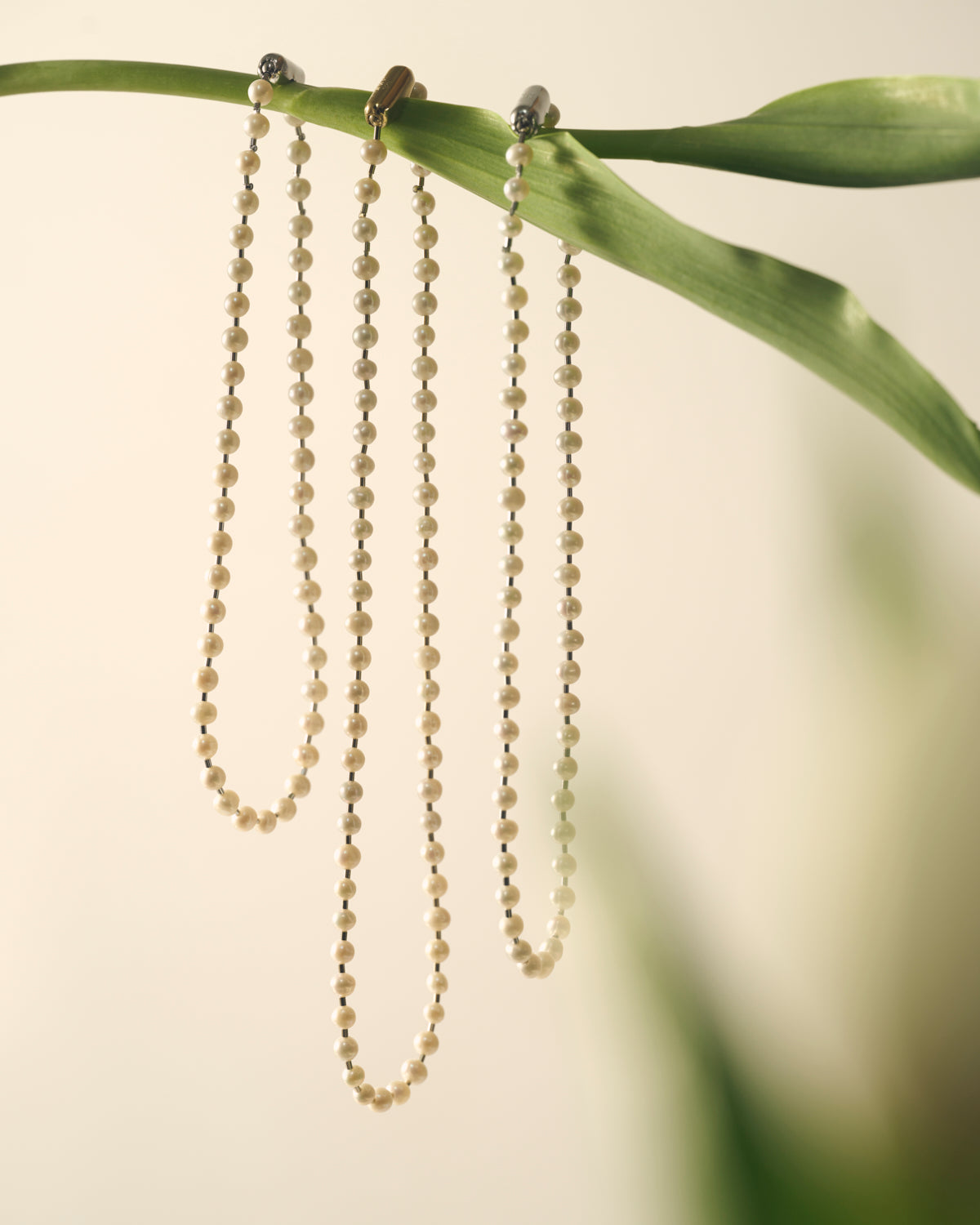 freshwater pearl ball chain necklace (gold)