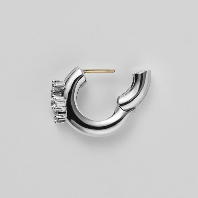 6 stones volumed hoop pierce