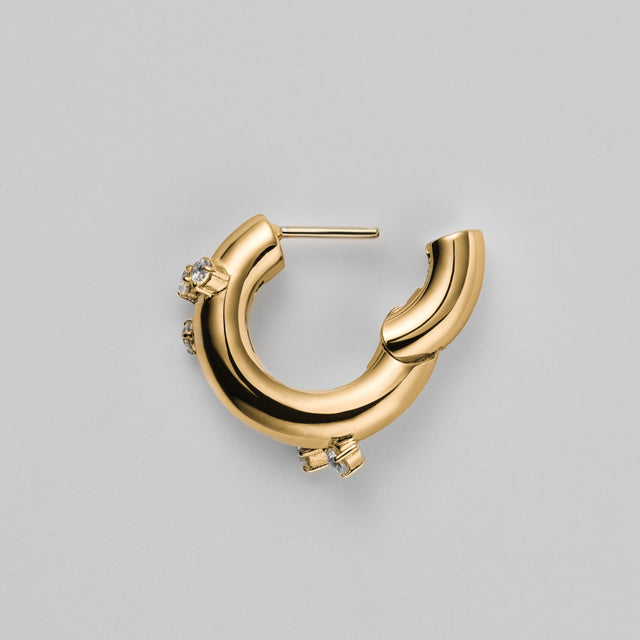 5 stones volumed hoop pierce