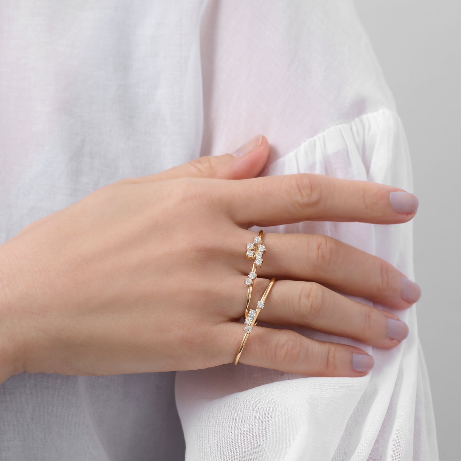 4stones Double ring (gold)