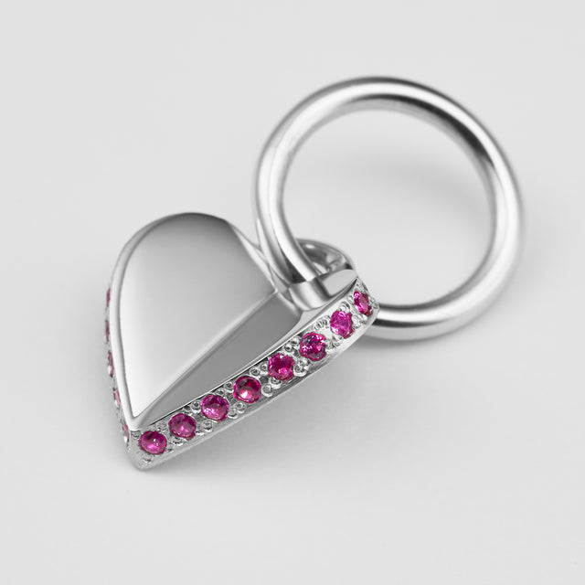 【 NEW 】LIMITED COLLECTION【Small heart line stone charm (Silver / Pink Sapphire)】