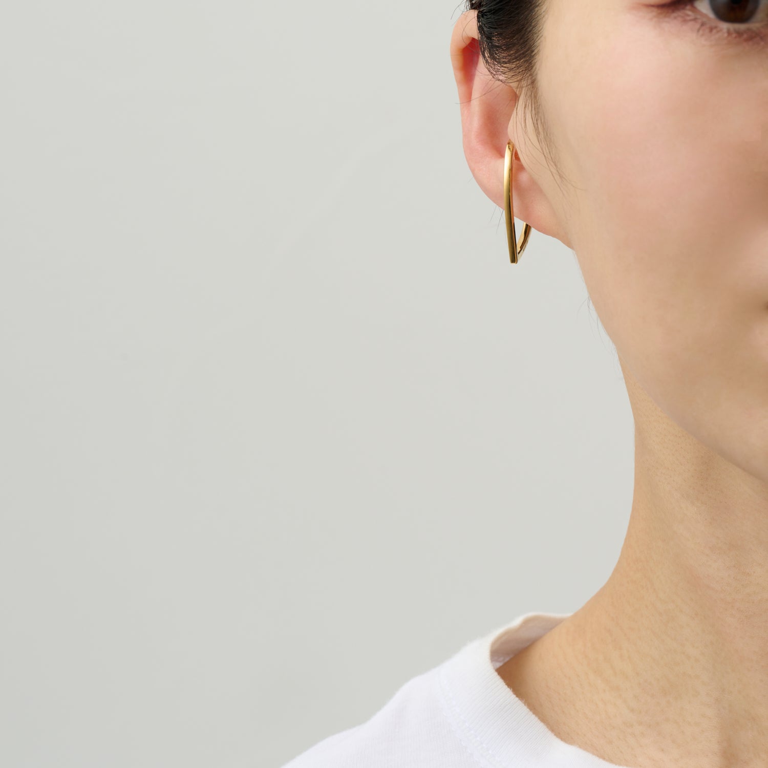 【New】Hoop heart earcuff (middle/ gold)