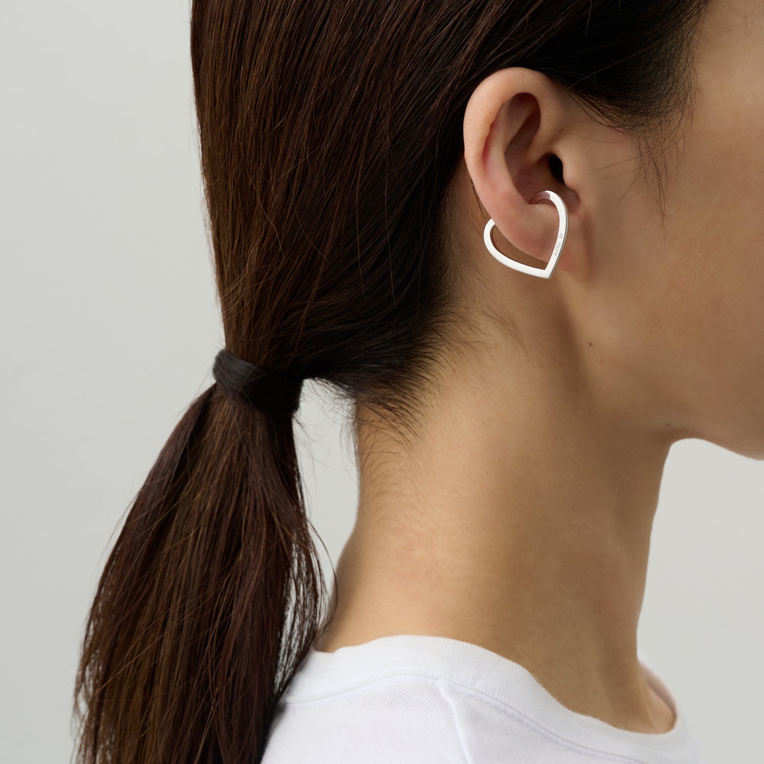 【New】Hoop heart earcuff (small/ silver)