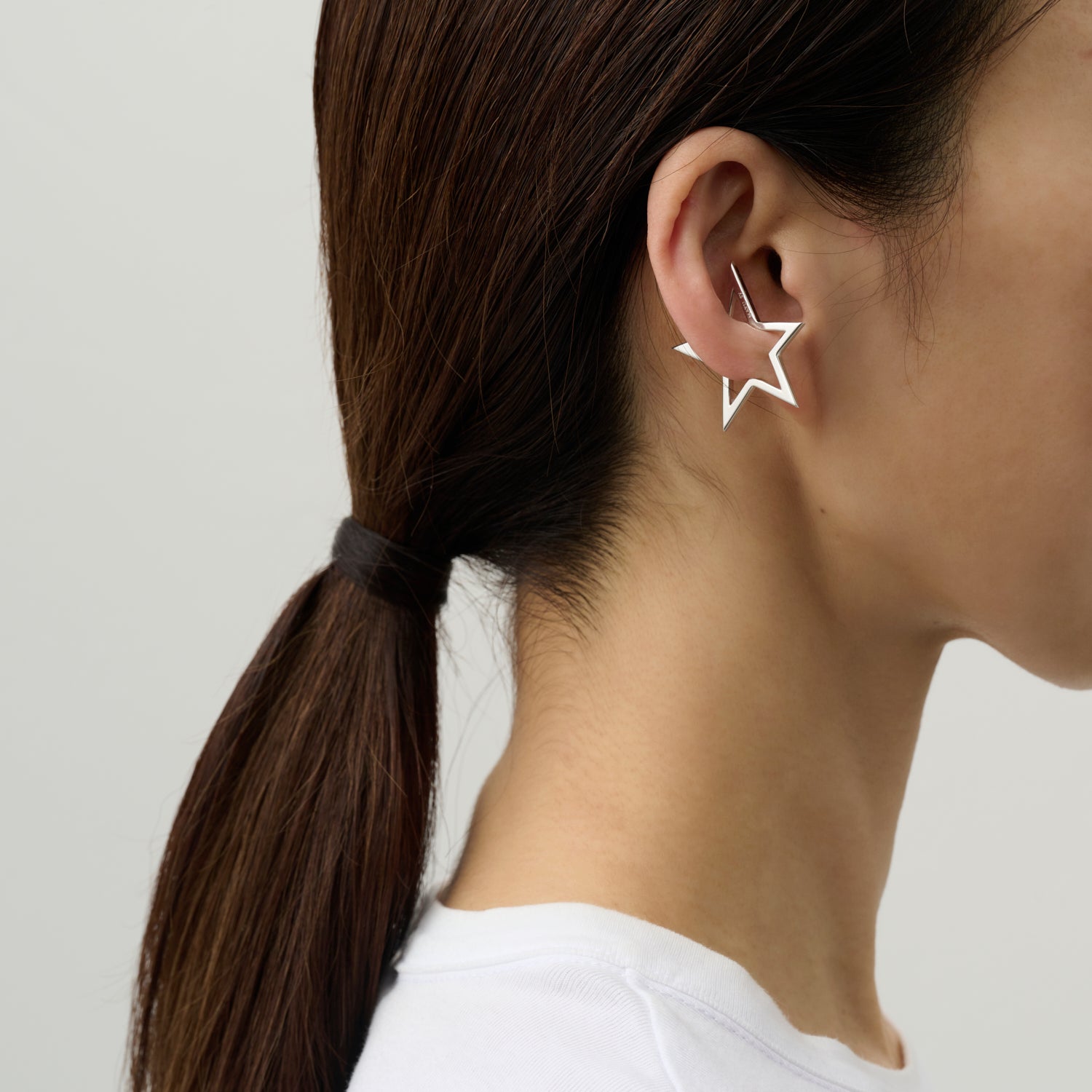 【New】Hoop star earcuff (middle/silver)