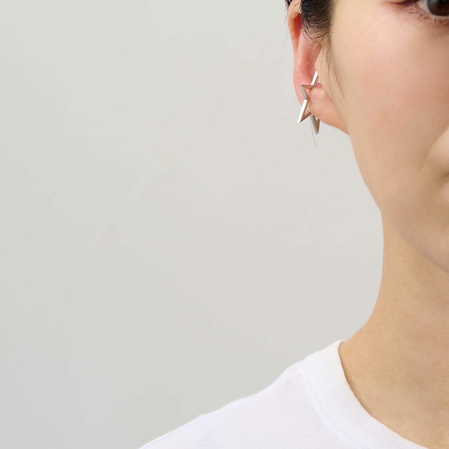 【New】Hoop star earcuff (middle/silver)