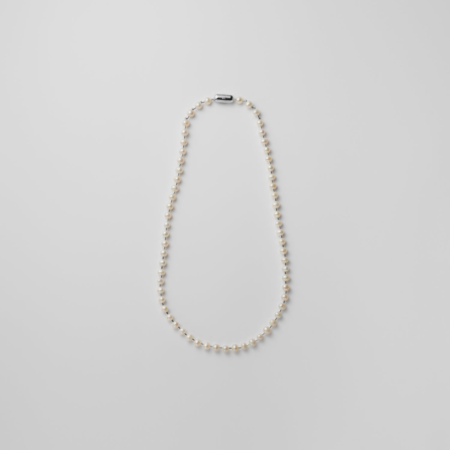 freshwater pearl ball chain necklace (silver)