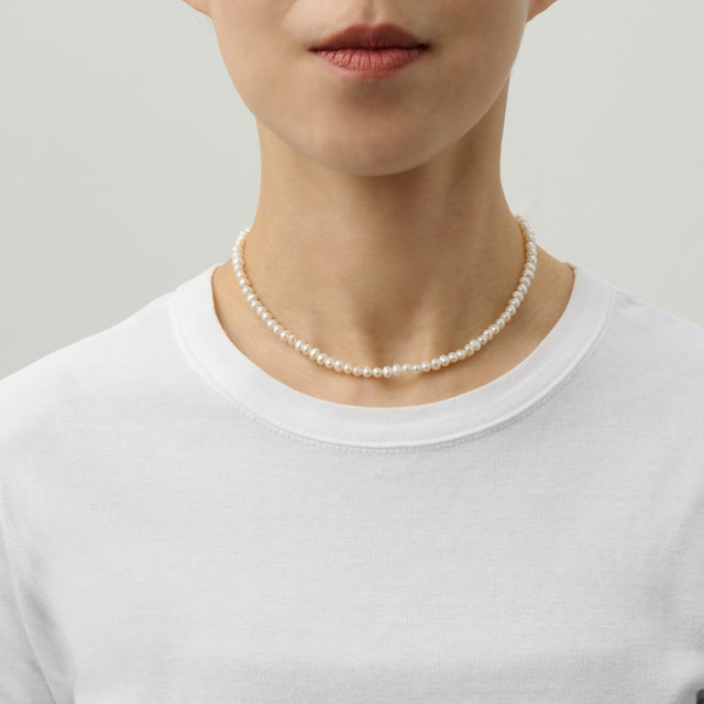 LIMITED COLLECTION【Freshwater pearl Ball chain necklace (mini Potet) 】