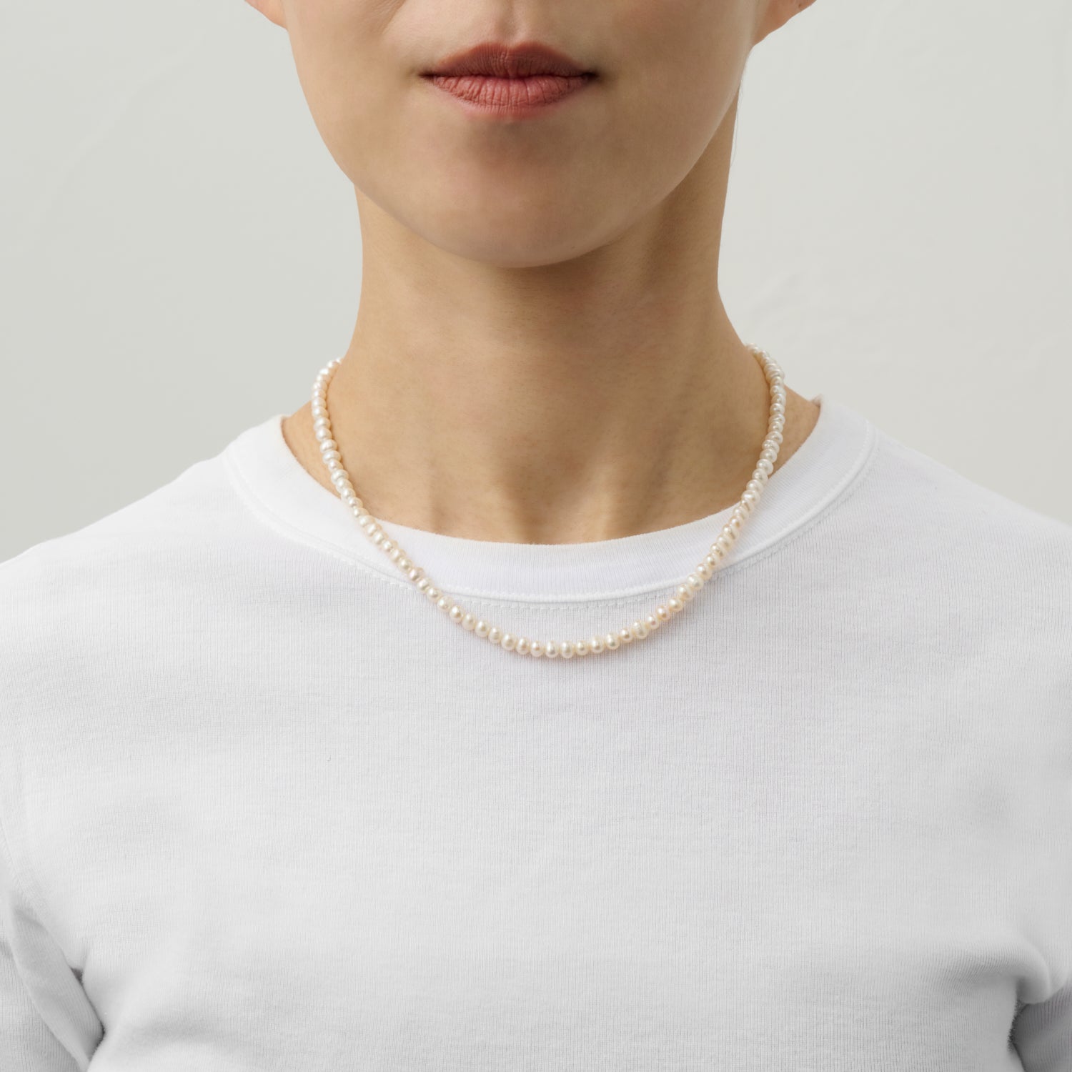 LIMITED COLLECTION【Freshwater pearl Ball chain necklace (mini Potet) 】