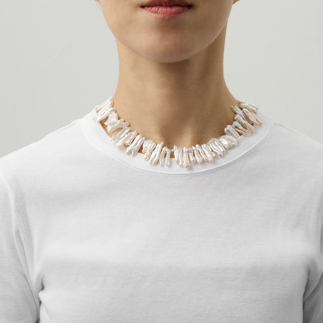 LIMITED COLLECTION【Freshwater pearl Ball chain necklace (Teeth) 】