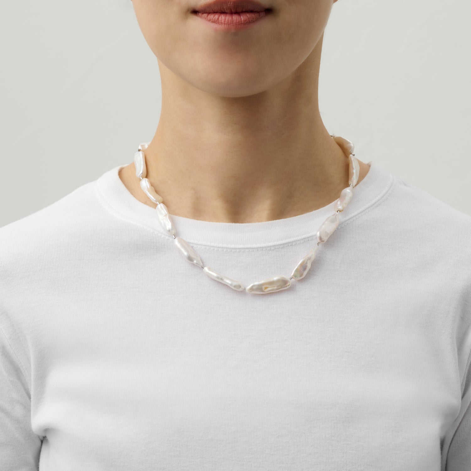 LIMITED COLLECTION【Freshwater pearl ball chain necklace (stick)】