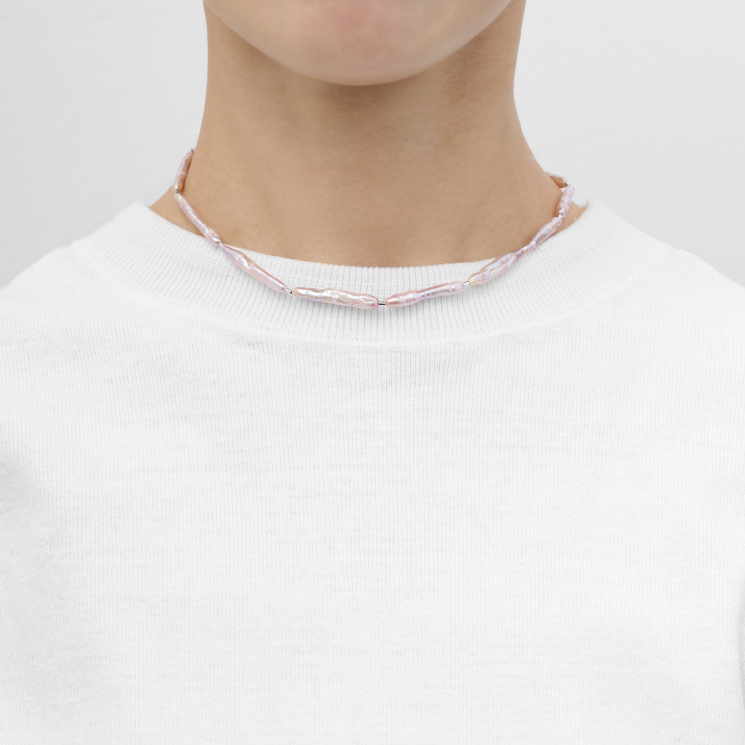 【 NEW 】LIMITED COLLECTION【Freshwater pearl ball chain necklace (small stick/Pink)】