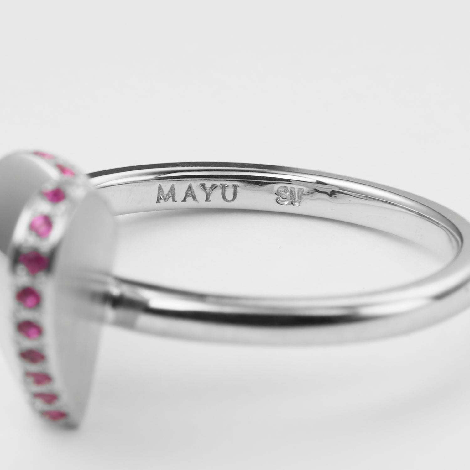 【 NEW 】LIMITED COLLECTION【Small heart line stone ring (Silver / Pink Sapphire)】