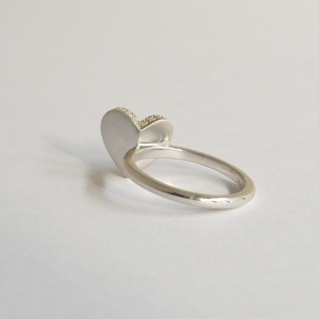 Small heart line stone ring (cubic zirconia)Silver