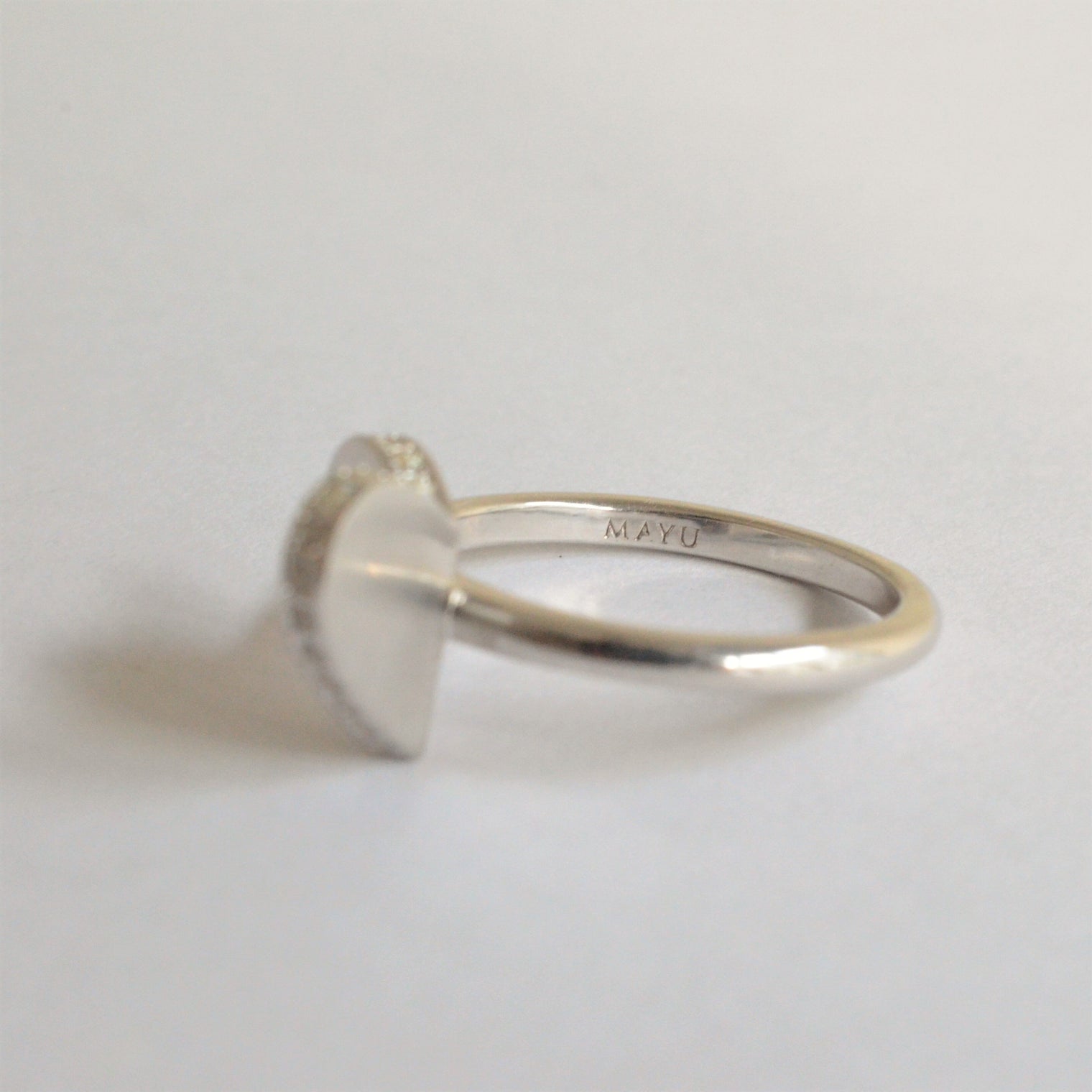 Small heart line stone ring (cubic zirconia)Silver