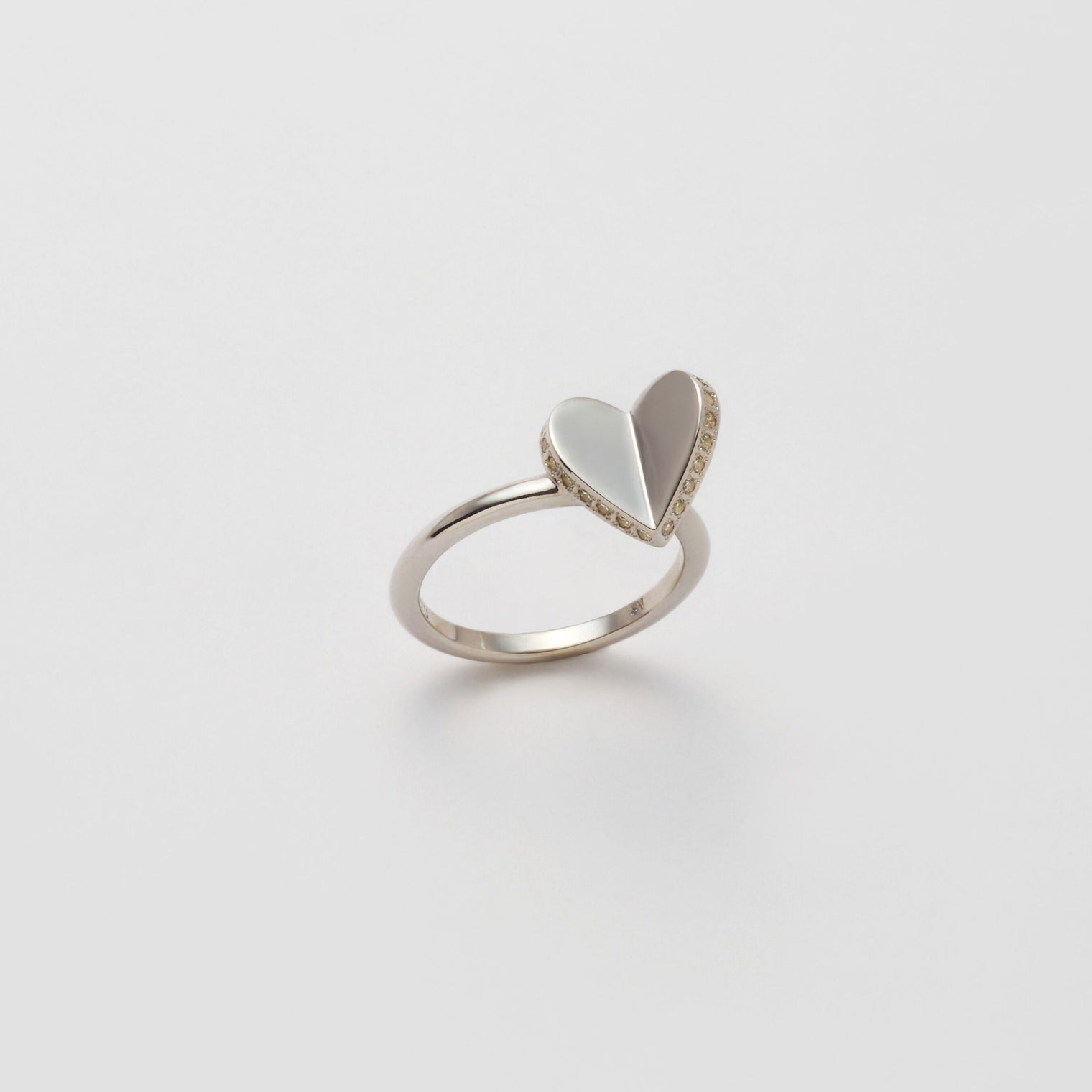 Small heart line stone ring (cubic zirconia)Silver