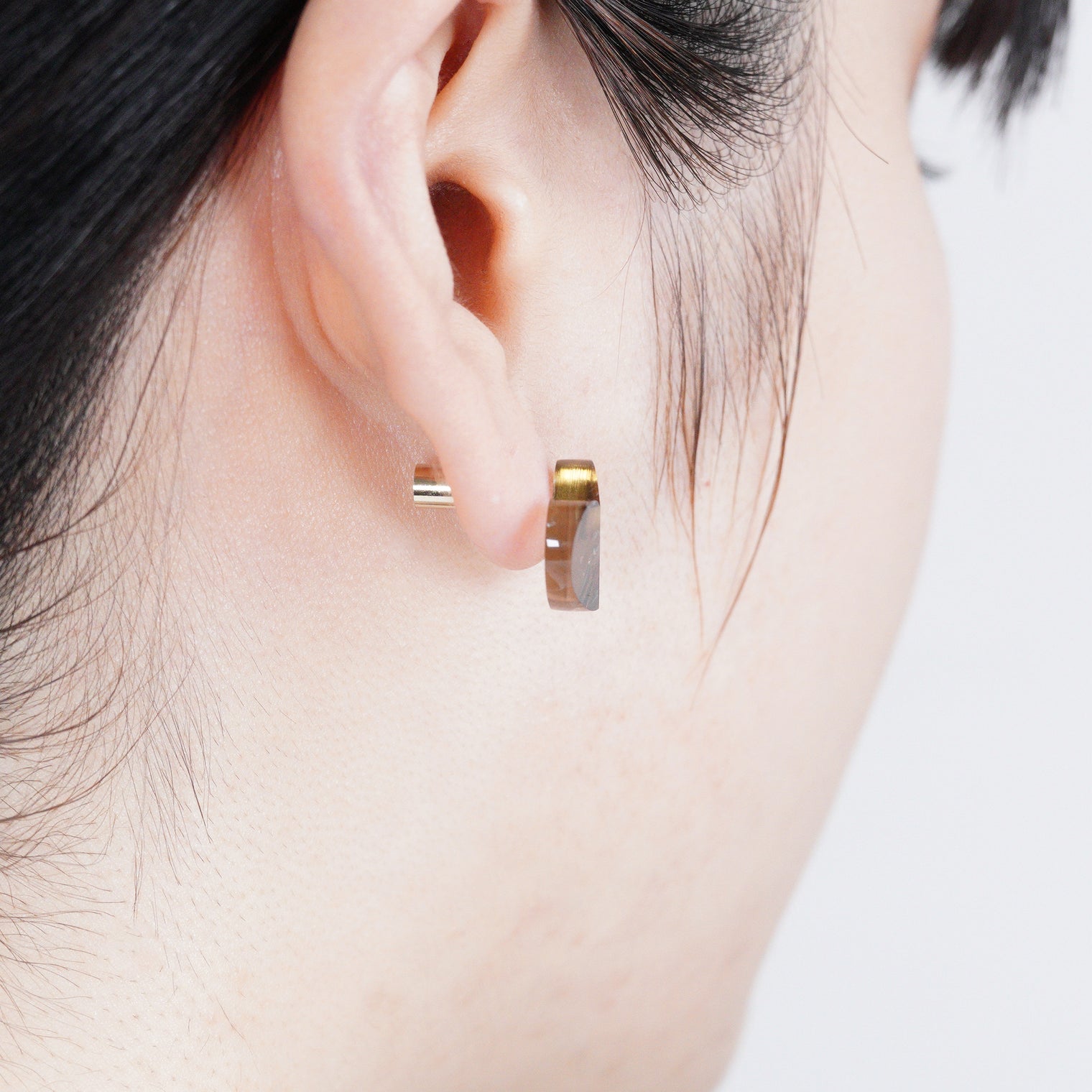 【 One of a kind 】Heart pierced earring (Smoky quartz / K10 post)
