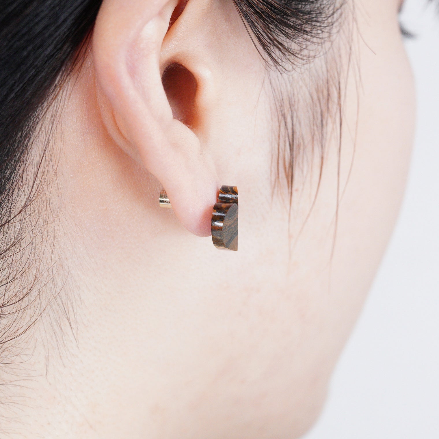 【 One of a kind 】Heart pierced earring (Iron tiger eye / K10 post)