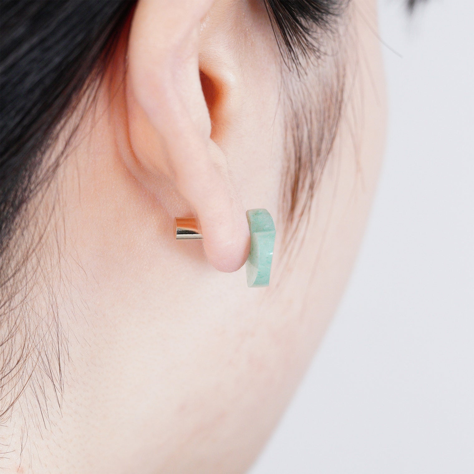 【 One of a kind 】Heart pierced earring (Green aventurine / K10 post)