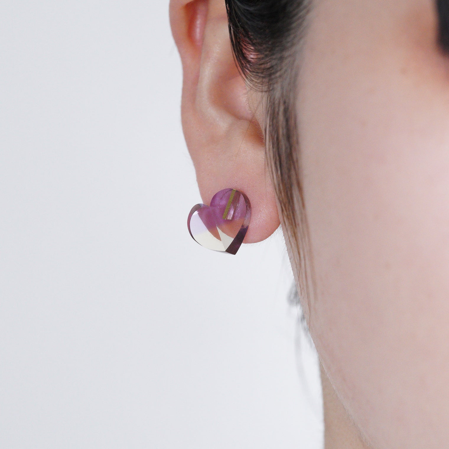 【 One of a kind 】Heart pierced earring (Ametrine / K10 post)